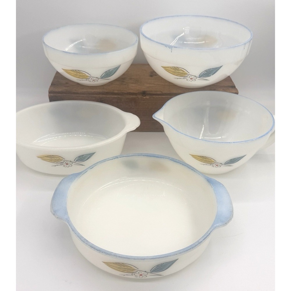 Fire King Anchor Hocking Biscayne Mixing Bowls 5-Piece Set‎ Vintage Bakeware